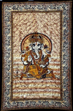 Brown Hindu God Ganesha Tapestry