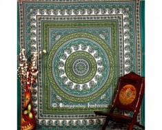 Green Hippie Mandala Tapestry