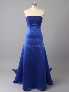 A-line Satin Strapless Floor-length Ruched Bridesmaid Dresses