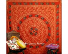 Red Indian Boho Mandala Tapestry