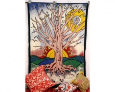 White  Tree of Life  Tapestry for Beach Outings