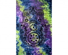 Gray and Green Fatima Hand Tie Dye Tapestry