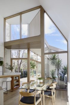Unique way to bring in light in double height space – covering for clerestory window