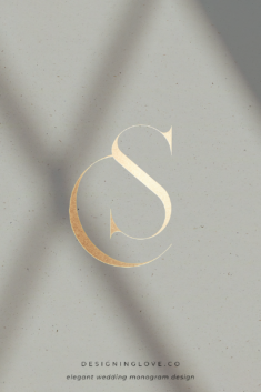 Elegant wedding logo with initials C+S in gold