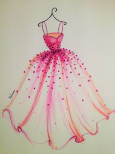 ORIGINAL Fashion Illustration-The Pink Dress