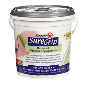 Zinsser Wallcovering Adhesive SureGrip High Strength Glue 1 gal Clear 2872