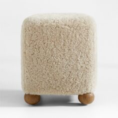 L’Enchere Square Wool Ottoman by Athena Calderone + Reviews | Crate & Barrel