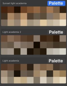 Light academia color palette set