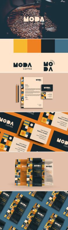 Moda Coffee brand identity and packaging design by Yusra J.