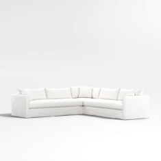 Willow II Slipcovered 3-Piece Sectional Sofa | Crate & Barrel