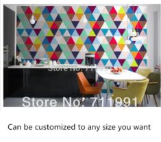 9.5US $ 62% OFF|Custom 3D Wallcoverings,color geometric triangular pattern for living room bedro ...