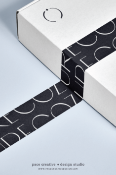 Branded Packaging Tape for Eco Luxurious Fashion Line Cozure | Pace Creative Design Studio