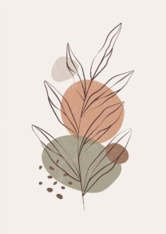 Premium Vector | Abstract decorative background with leaves in boho style