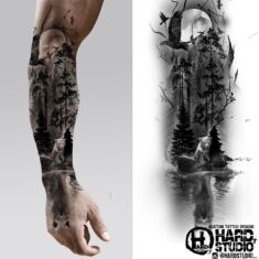 Custom tattoo designs | wolf | nature | forest | forearm | tattoo desings by the order|
