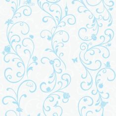Disney Kids Princess Scroll Stripe Wallpaper – SAMPLE SWATCH ONLY – Blue