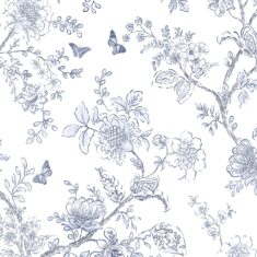 Norwall Wallcoverings FH37539 Butterfly Toile Navy Blue Wallpaper in Navy Blue/White, Farmhouse  ...