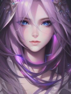 Purple, violet, lavender hair anime girl