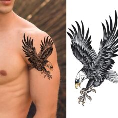 Realistic Dragon Fake Tattoo Stickers For Men Boys Kids 3D Fierce Wolf Eagle Temporary Tattoos M ...
