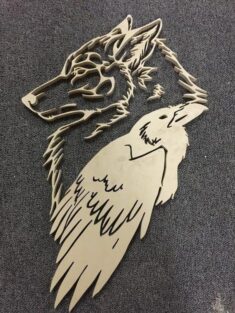 Wolf and crow revered the board scrollsawing I know the crow should be black but this way gave m ...