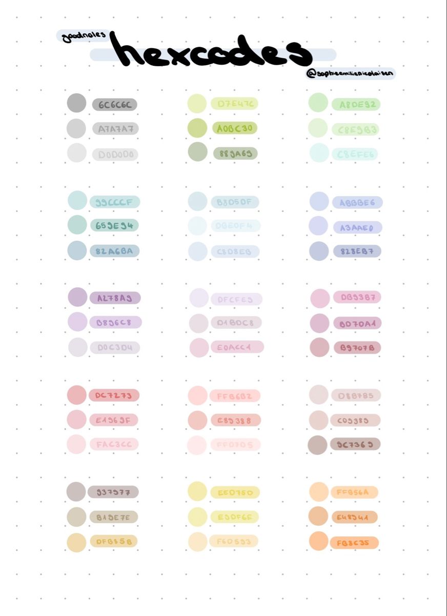 45 Pastel Color Palette Inspiration | Aesthetic Color Set | Hex Codes Included | For GoodNotes