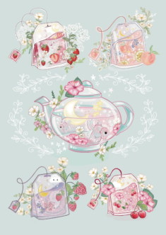 Aesthetic Kawaii Tea A5 Illustration Art Print. Cute Kawaii – Etsy