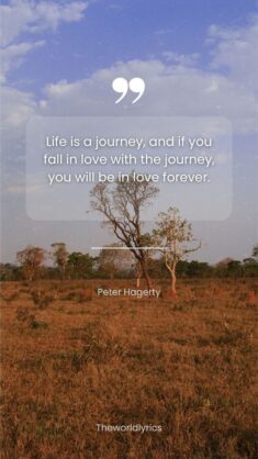 Life is a journey and if you fall in love with the journey you will be in love forever.