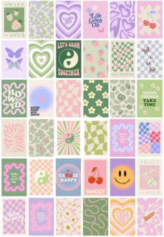 Customized Danish Pastel Aesthetic Printable Set | Pink Green Wall Collage Room Decor | Swirl Fl ...