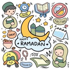 Premium Vector | Cute hand drawn ramadan doodle clip art vector illustration