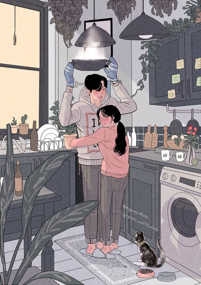 This Korean Artist Giving Serious #Couplesgoals Through His Illustration Drawing