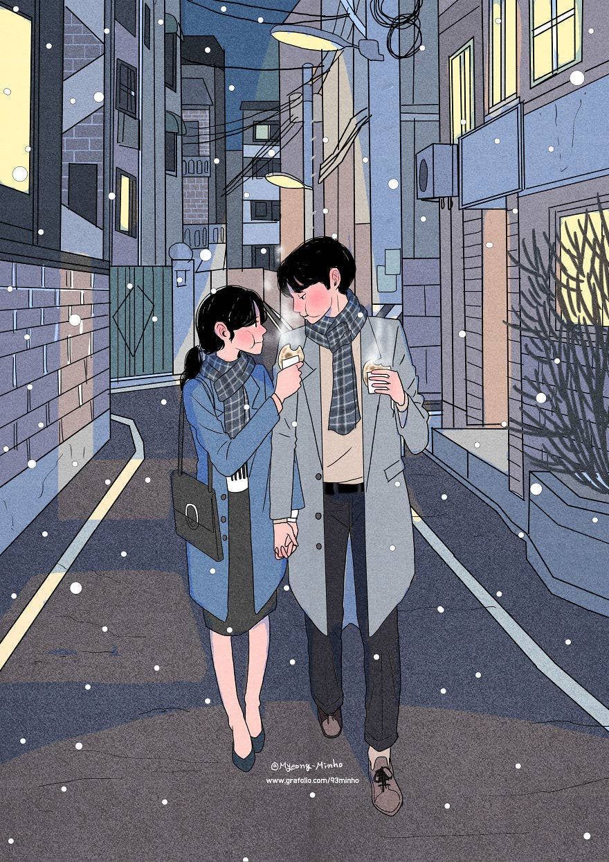 This Korean Artist Giving Serious #Couplesgoals Through His Illustration Drawing