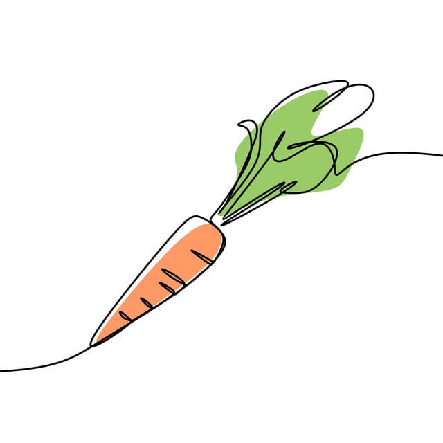 Carrots Drawing Clipart Hd PNG, Carrot Continuous Line Art Drawing Vector, One Line, Vegetarian, ...