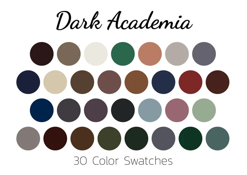 Dark Academia Color Swatches Color Palette Ipad – Etsy