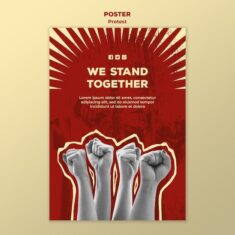 Free PSD | Poster template with protesting for human rights