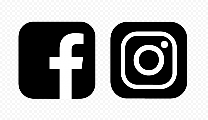 HD Facebook Instagram Black & White Square Logos Icons PNG