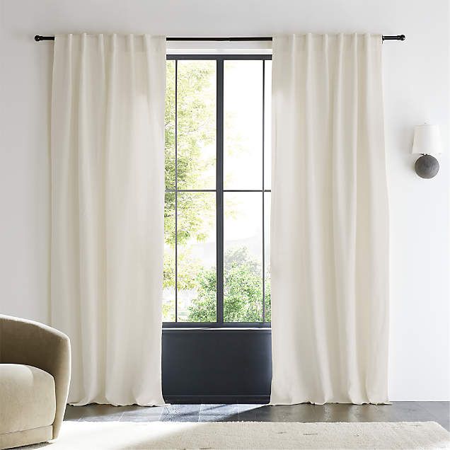 Ivory European Flax -Certified Linen Window Curtain Panel 52″x84″ + Reviews | Crate  ...