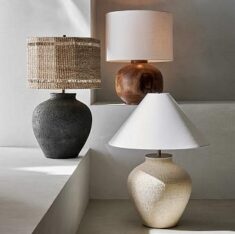 Corfu Black Table Lamp With Woven Natural Shade Bedroom Lighting + Reviews | Crate & Barrel