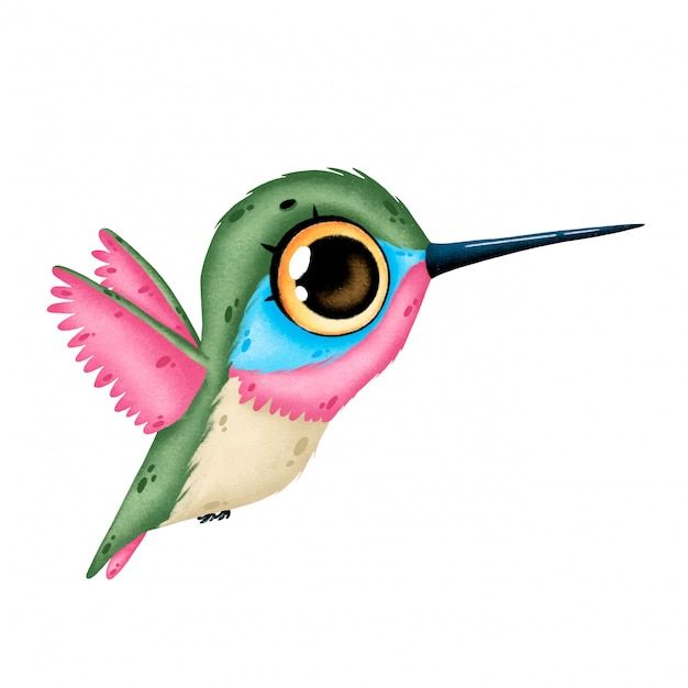 Premium Vector | Illustration of a cute cartoon flying hummingbird isolated