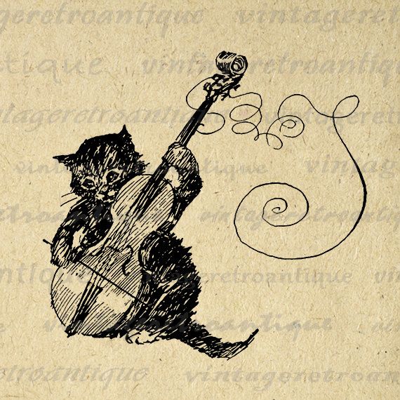 Printable Graphic Kitten Cat Playing Violin Image Music – Etsy