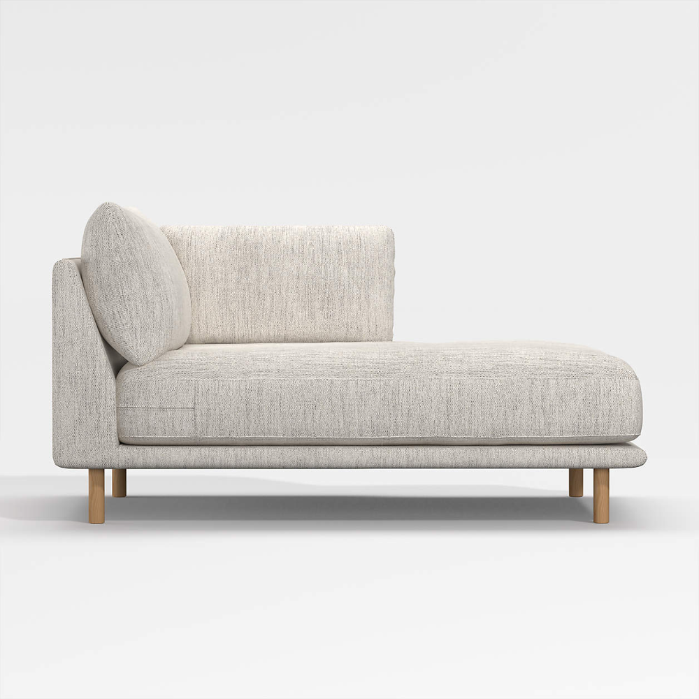 Wells Right-Arm Chaise with Natural Leg Finish + Reviews | Crate & Barrel