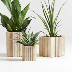 Canali Small Travertine Square Planter Pot by Athena Calderone + Reviews | Crate & Barrel