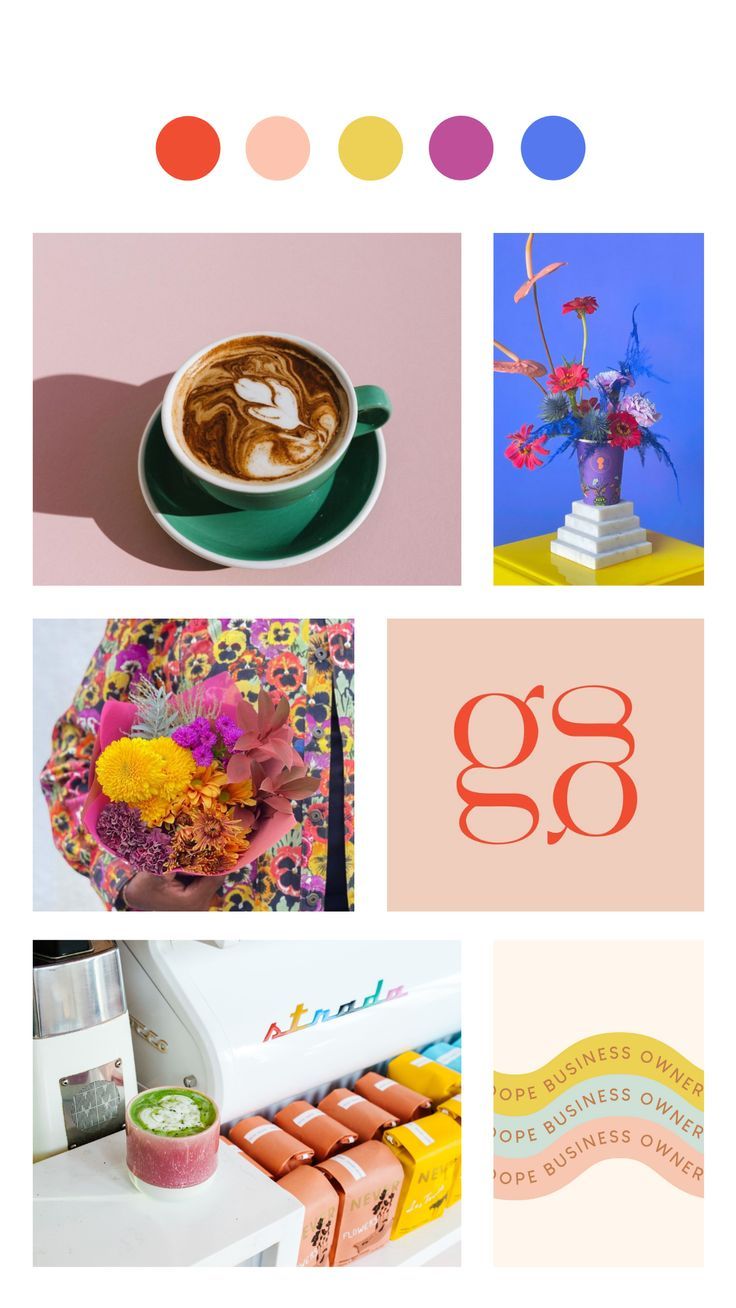 Colorful Funky Coffee Shop Mood Board and Color Inspiration