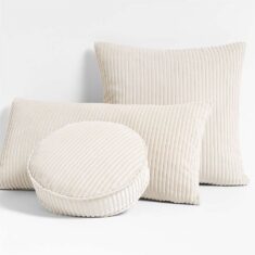 Creste Ivory Corduroy Throw Pillows by Athena Calderone | Crate & Barrel