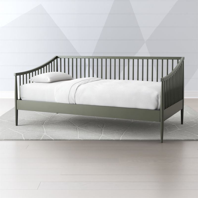 Hampshire Spindle Wood Olive Green Kids Daybed Frame + Reviews | Crate & Kids