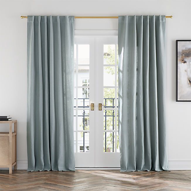 Mist Blue European Flax -Certified Linen Window Curtain Panel 52″x84″ + Reviews | Cr ...
