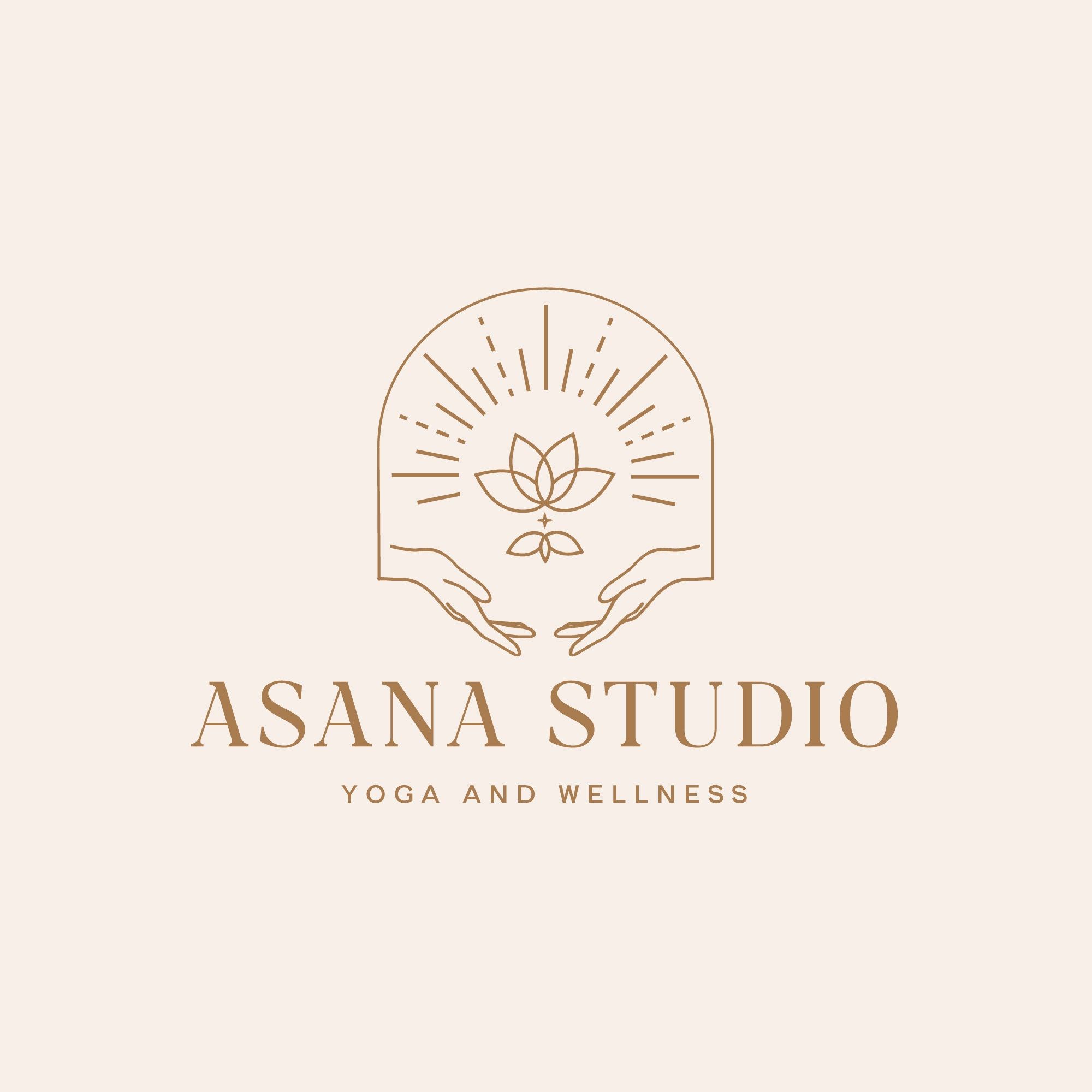 Pre-Made Yoga Branding Kit, Wellness Logo, Modern Logo Design, Yoga Hands Logo, Lotus Logo, Yoga ...