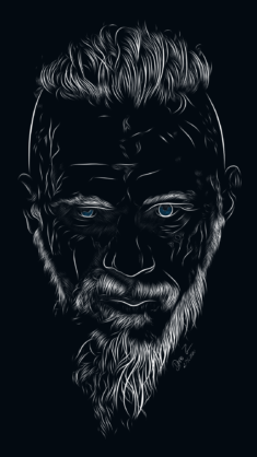 Ragnar Lothbrok | Vikings | Dark line art vector minimalist portrait