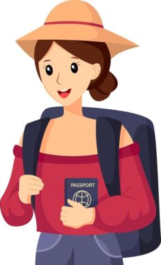 Woman Traveling with Passport Character Design Illustration