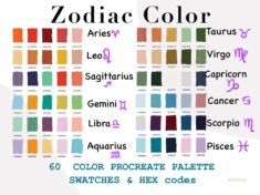 Zodiac 60 Color Palette, Color Palette, HEX codes, iPad , Procreate App, Color Swatches, Procrea ...