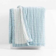 Ardine 90″x90″ Blue Bed Throw + Reviews | Crate & Barrel