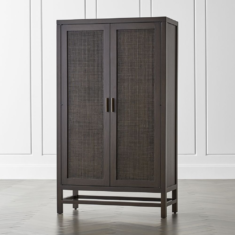 Blake Dark Brown and Rattan 2-Door Storage Cabinet – Crate and Barrel | Havenly